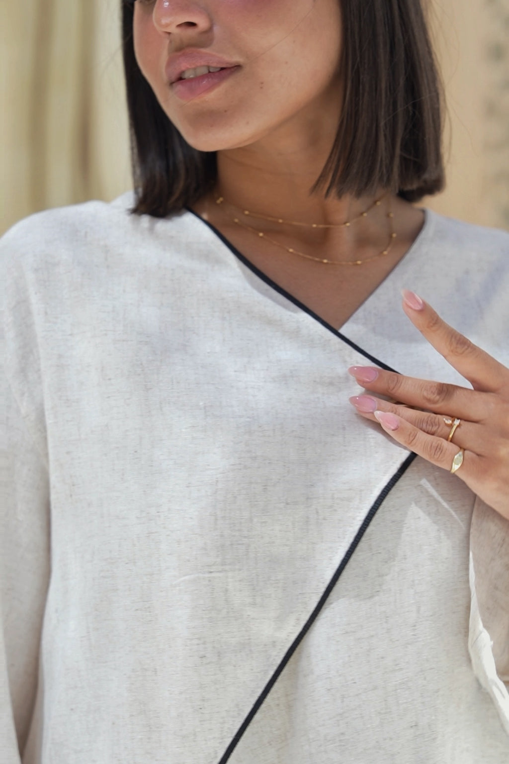 Cross Linen Set detail view from Debaj women’s clothing set collection