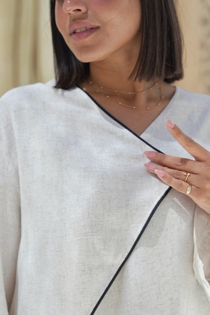 Cross Linen Set detail view from Debaj women’s clothing set collection