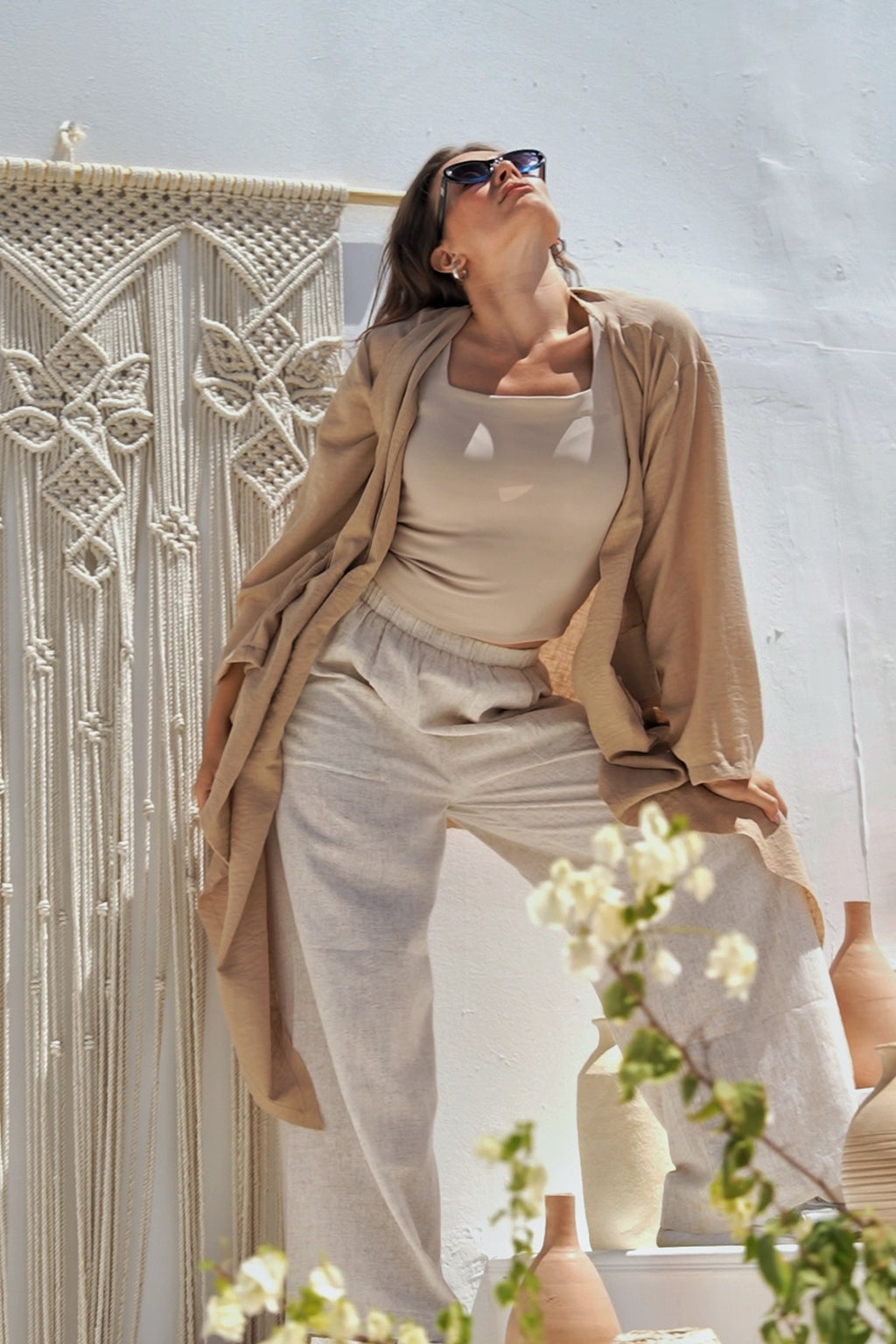 Beige Cardigan detail view from Debaj women’s top collection