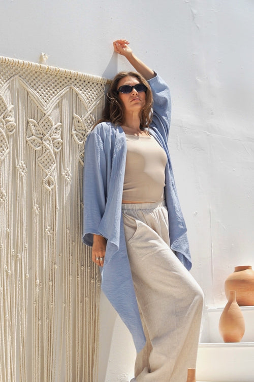 Debaj Blue Cardigan styled for refined women’s outfits