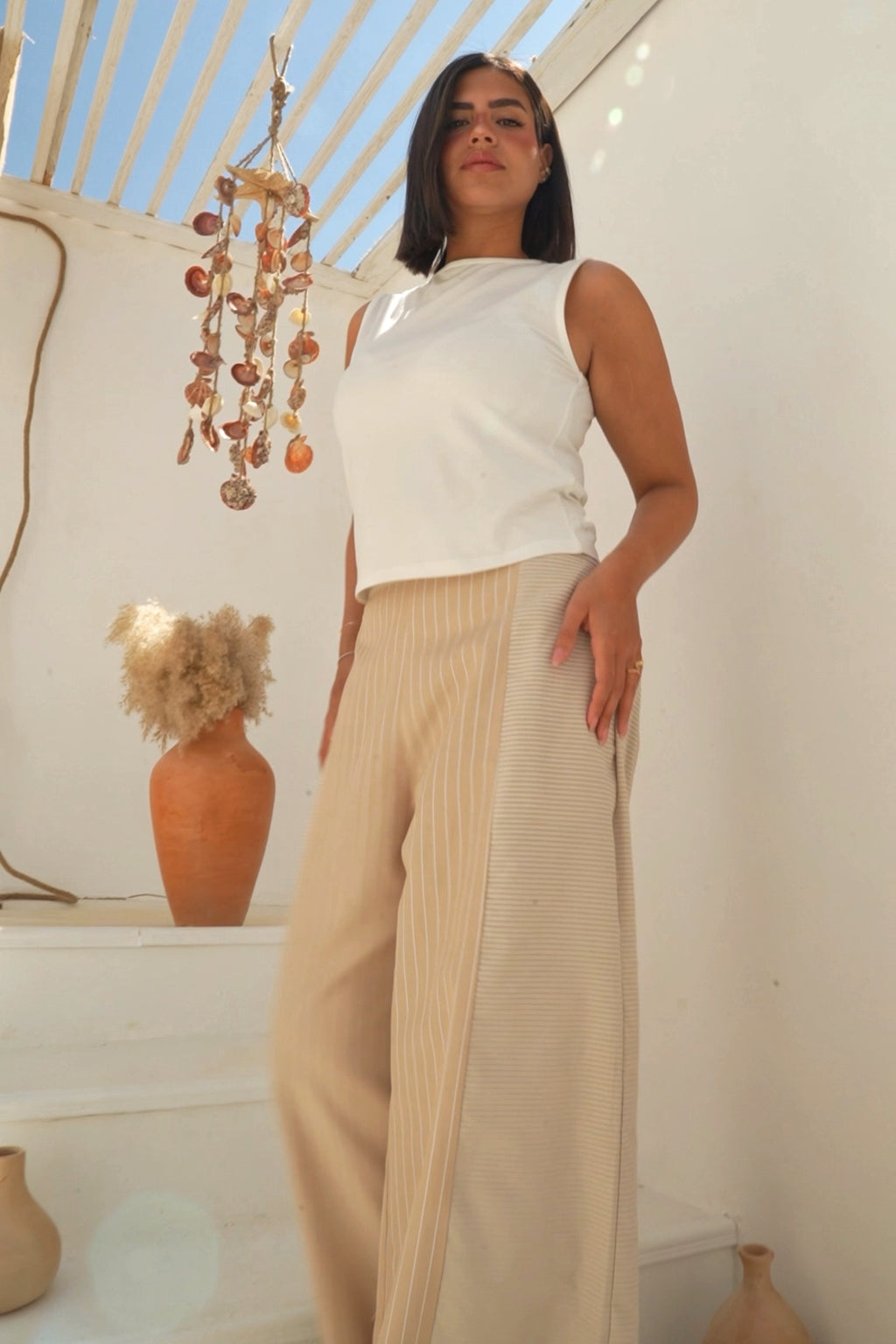 Debaj Wide Pants showing fabric, fit, and styling details