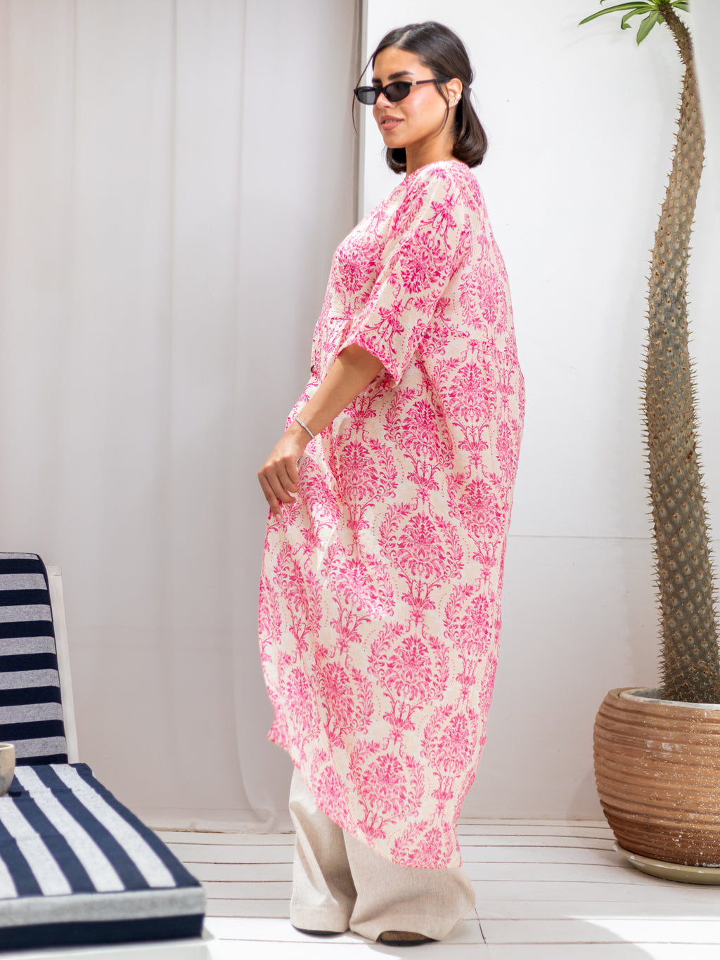 Debaj Floral Long Linen Top styled for refined women’s outfits