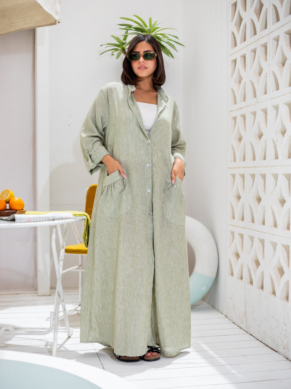 Debaj Long Sleeves Linen Dress styled for refined women’s outfits
