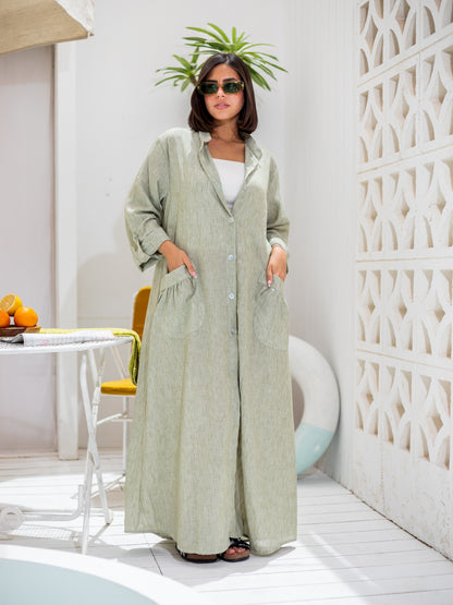 Debaj Long Sleeves Linen Dress styled for refined women’s outfits