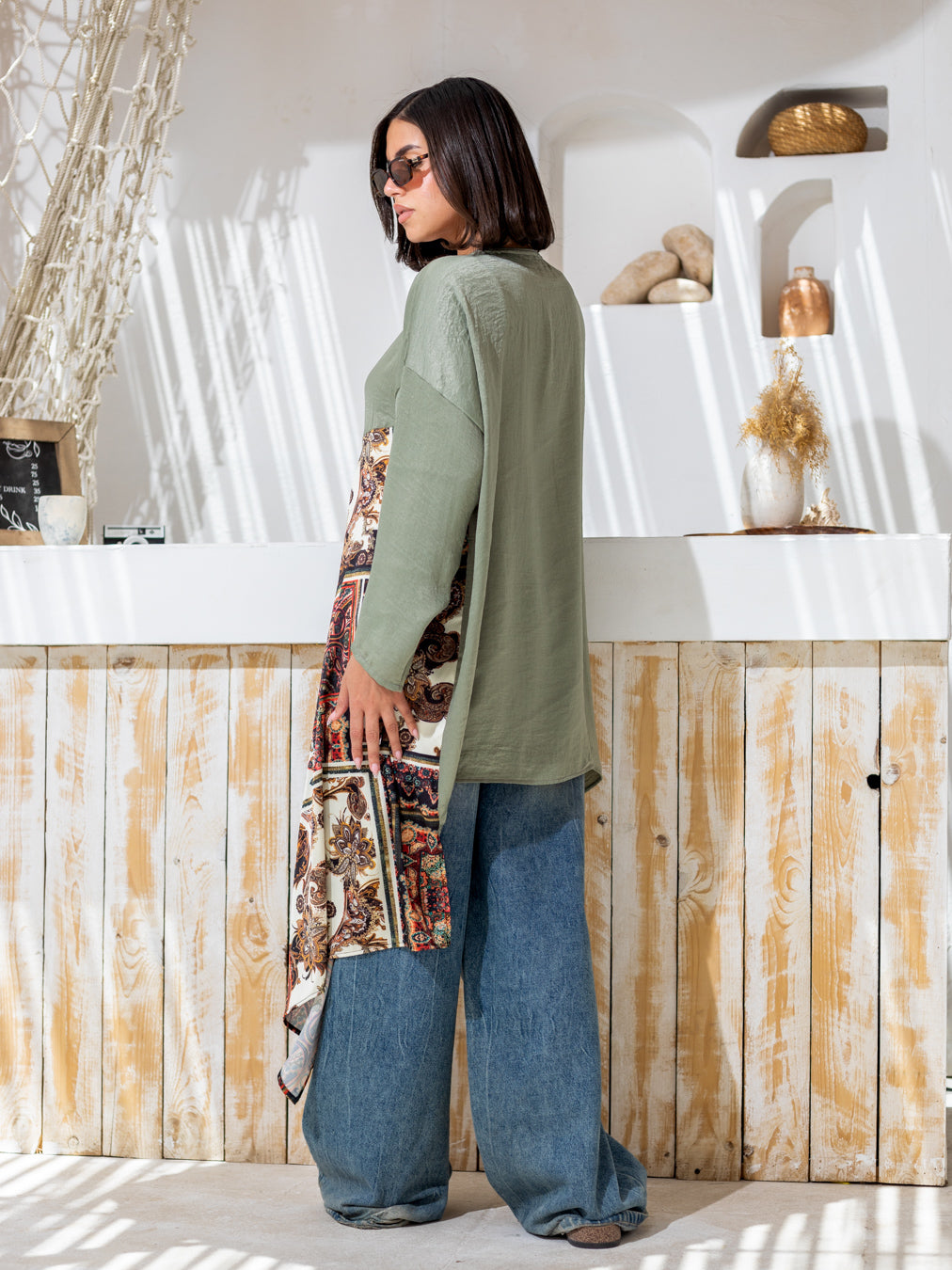 Debaj Mint Side Top showing fabric, fit, and styling details
