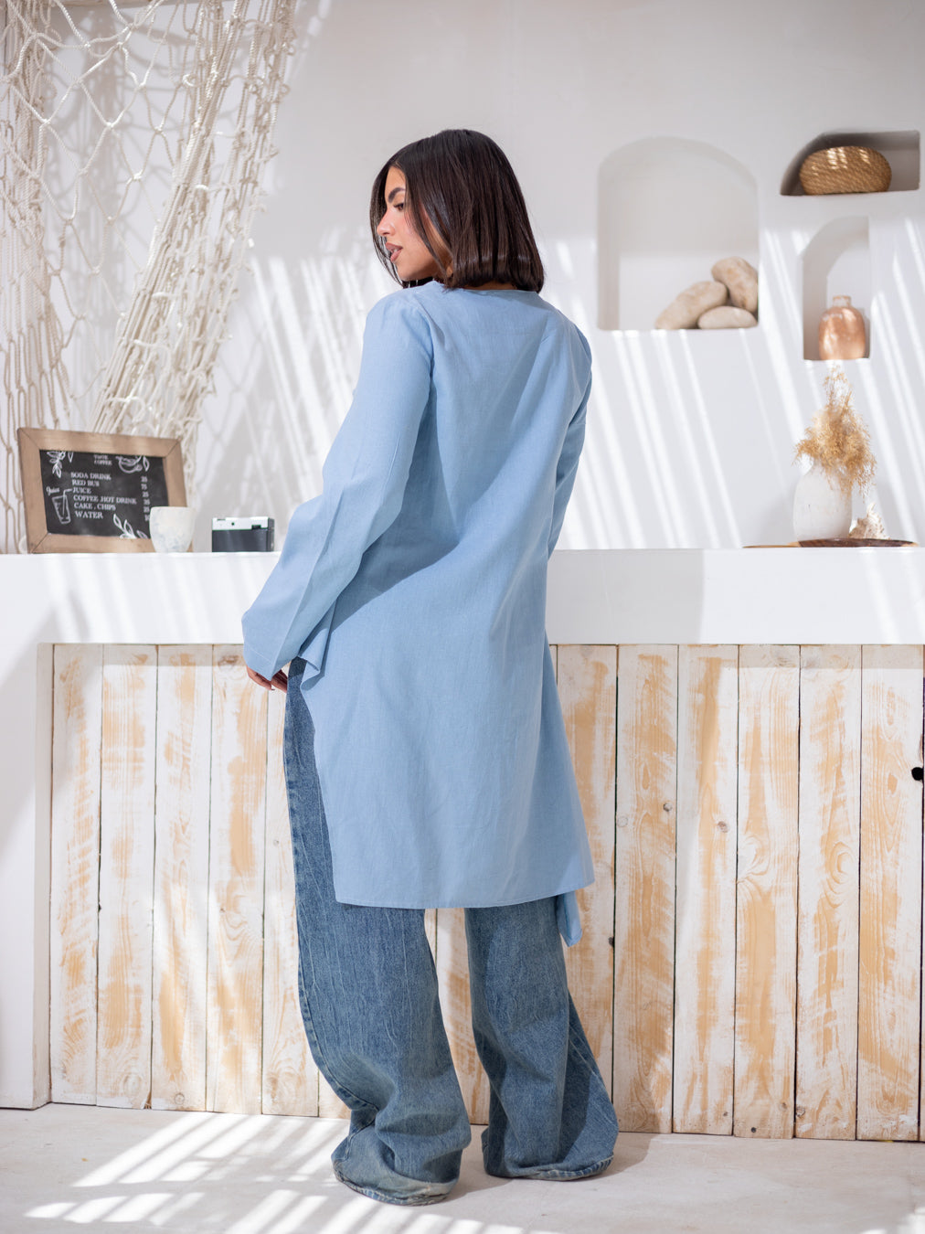 High Low Linen Top from Debaj, designed for graceful everyday styling