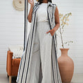 Navy Stripped Linen Set by Debaj, elegant women’s clothing set