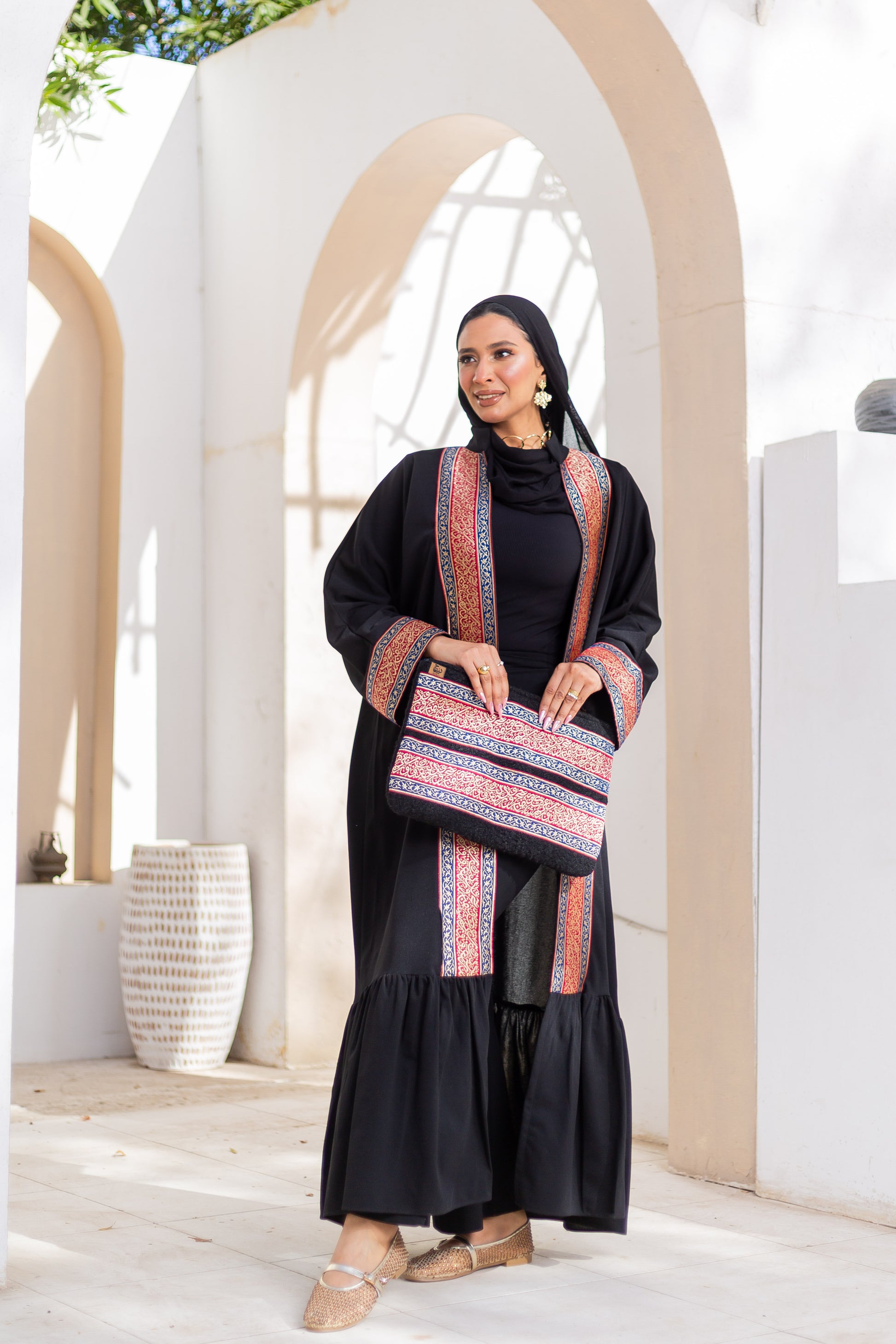 Arabic Black Kaftan by Debaj, elegant women’s kaftan