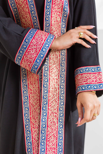 Debaj Arabic Black Kaftan showing fabric, fit, and styling details
