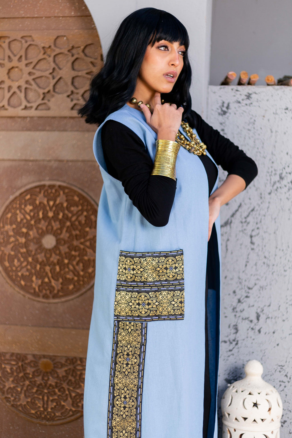 Debaj Islamic Long Vest styled for refined women’s outfits