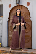Brown Leather Kaftan by Debaj, elegant women’s kaftan