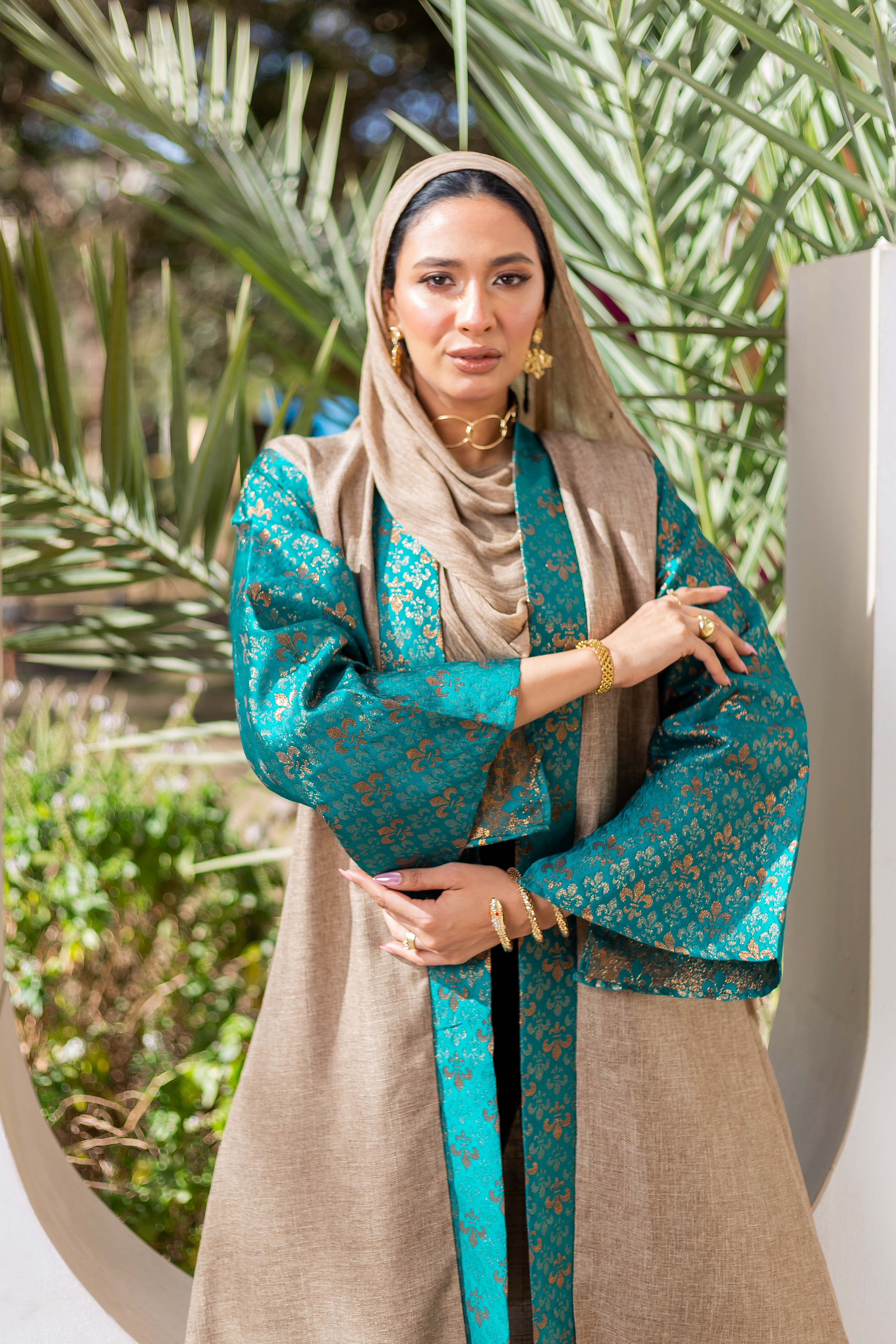 Turquoise Indian Kaftan from Debaj, designed for graceful everyday styling