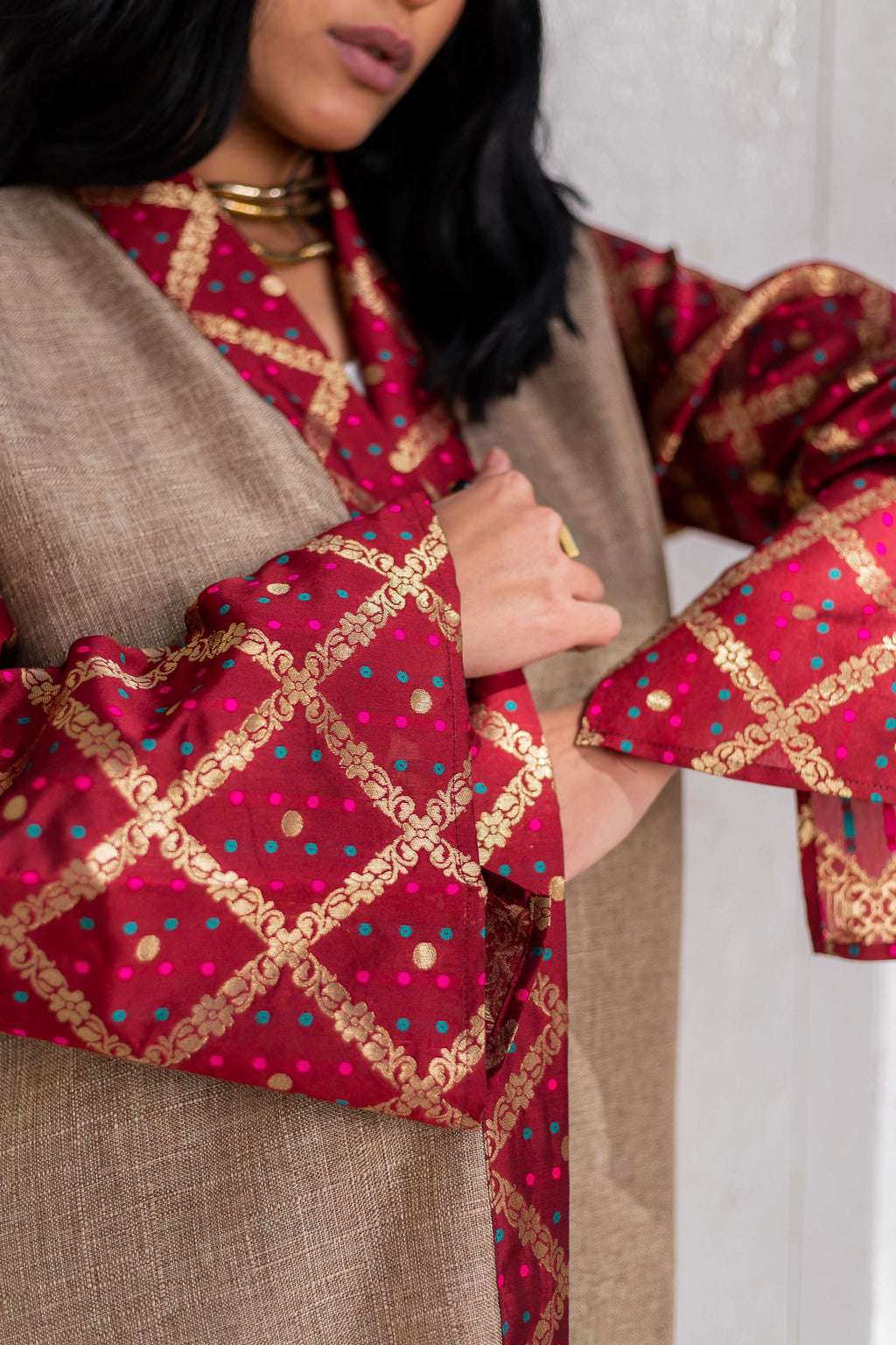 Burgundy Indian Kaftan from Debaj, designed for graceful everyday styling