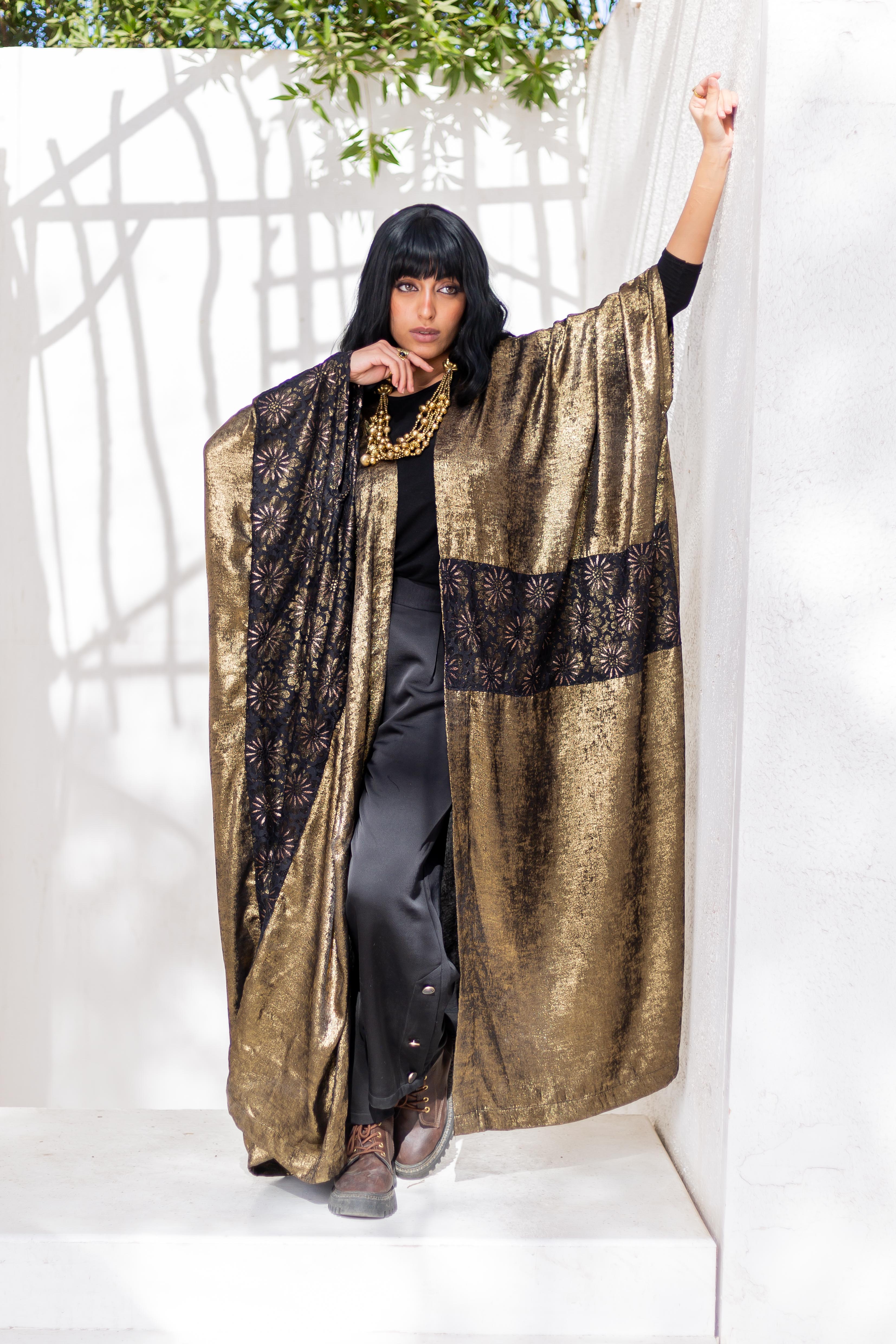 Debaj Gold Shimmering Kaftan styled for refined women’s outfits