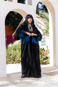Black with Blue Kaftan by Debaj, elegant women’s kaftan