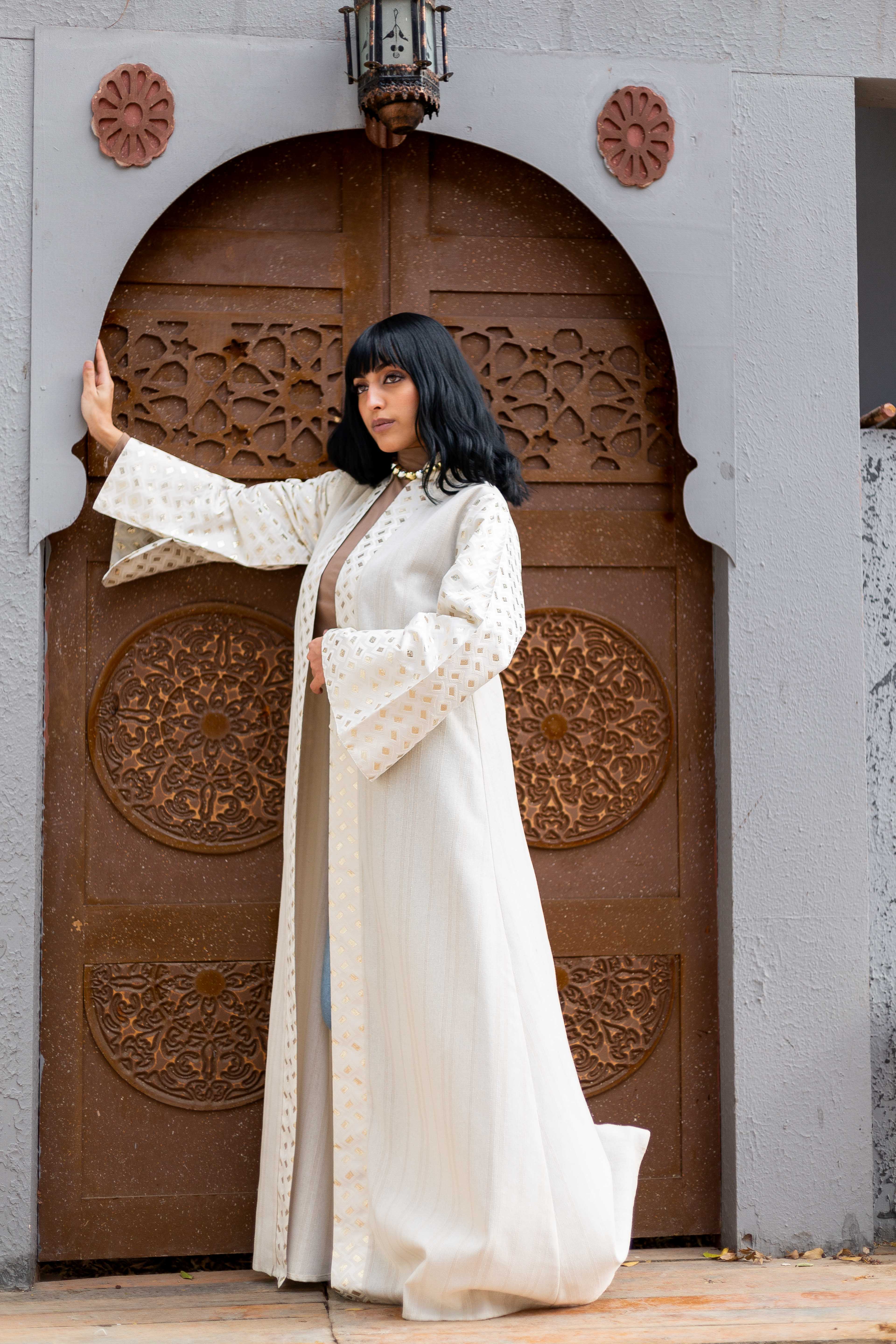 Debaj Off White Indian Kaftan styled for refined women’s outfits
