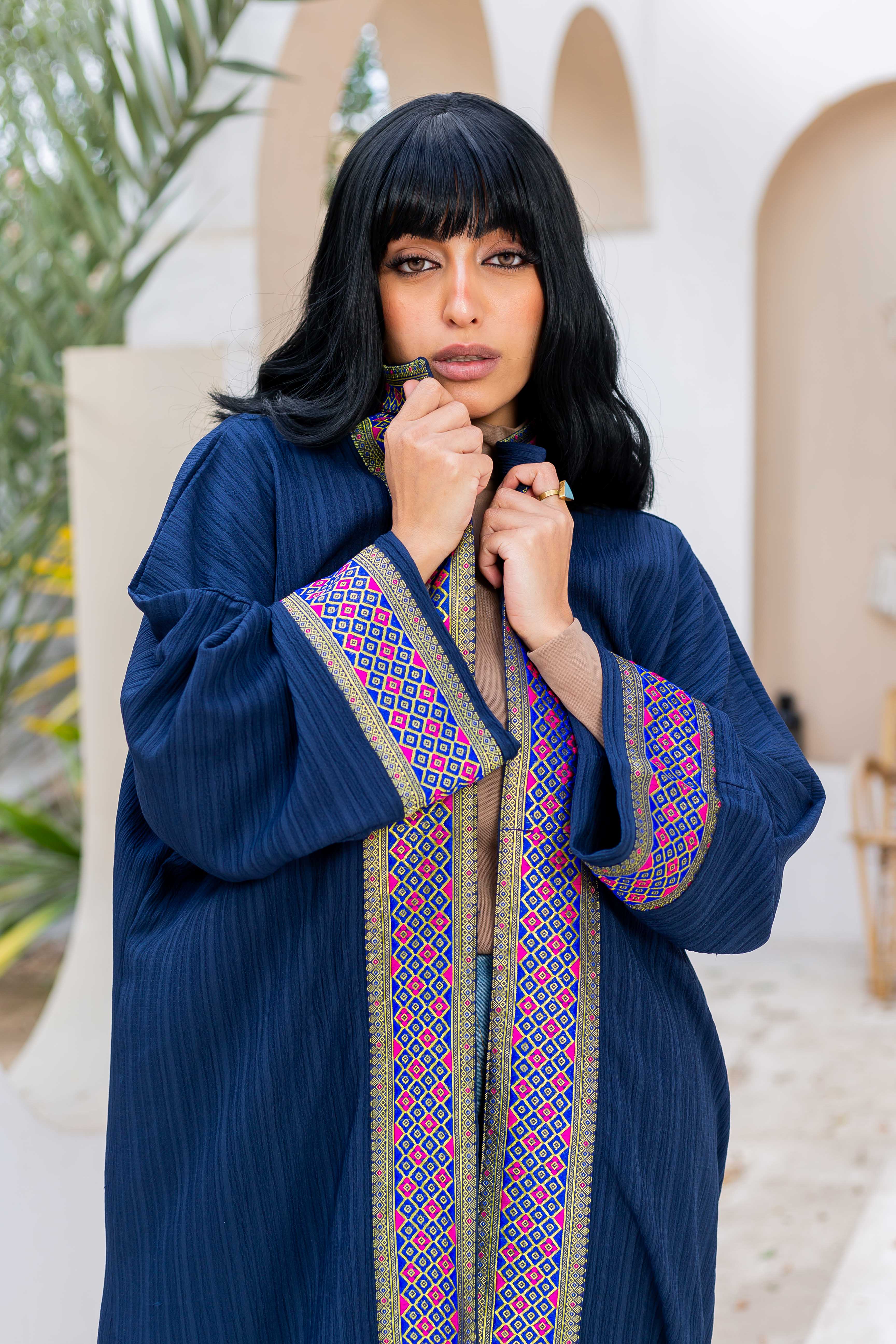 Debaj Navy Kaftan 2 styled for refined women’s outfits