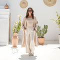 Long Sleeve Printed Linen Set by Debaj, elegant women’s clothing set