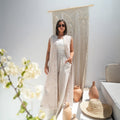 Cut Printed Linen Set by Debaj, elegant women’s clothing set