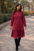 Chiffon Burgundy Dress by Debaj, elegant women’s dress