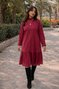 Chiffon Burgundy Dress by Debaj, elegant women’s dress
