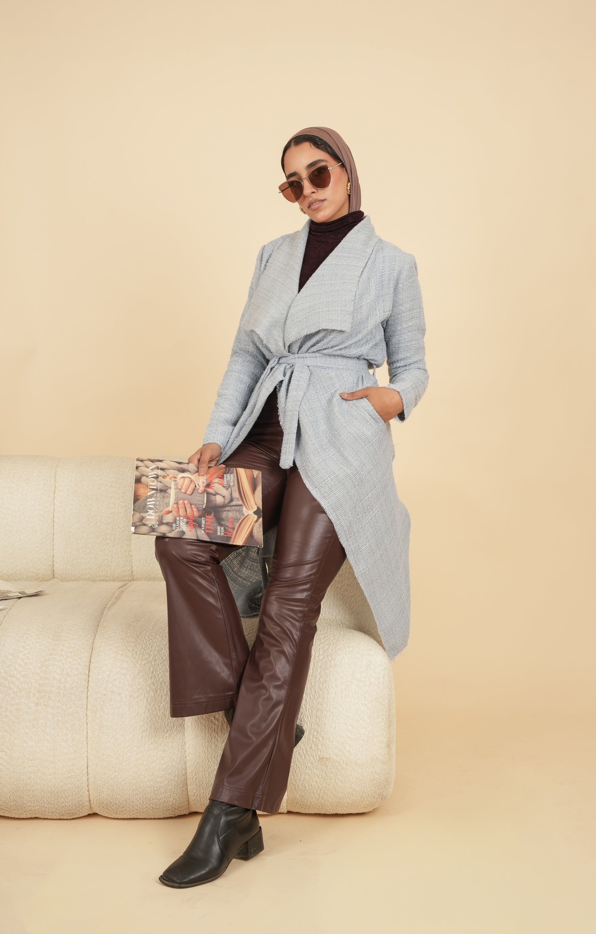 Baby Blue Cardigan detail view from Debaj women’s top collection