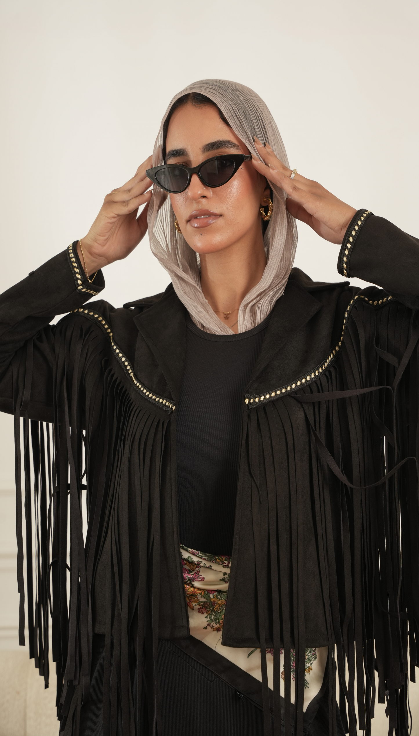 Fringes Jacket detail view from Debaj women’s top collection