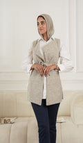 Grey Wool Vest by Debaj, elegant women’s top