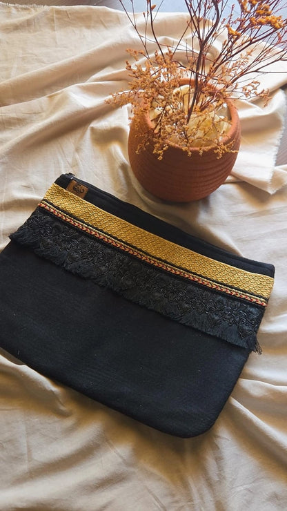 Debaj Black Kaftan with Gold showing fabric, fit, and styling details