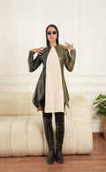 Two Tone Leather Dress 1 by Debaj, elegant women’s dress