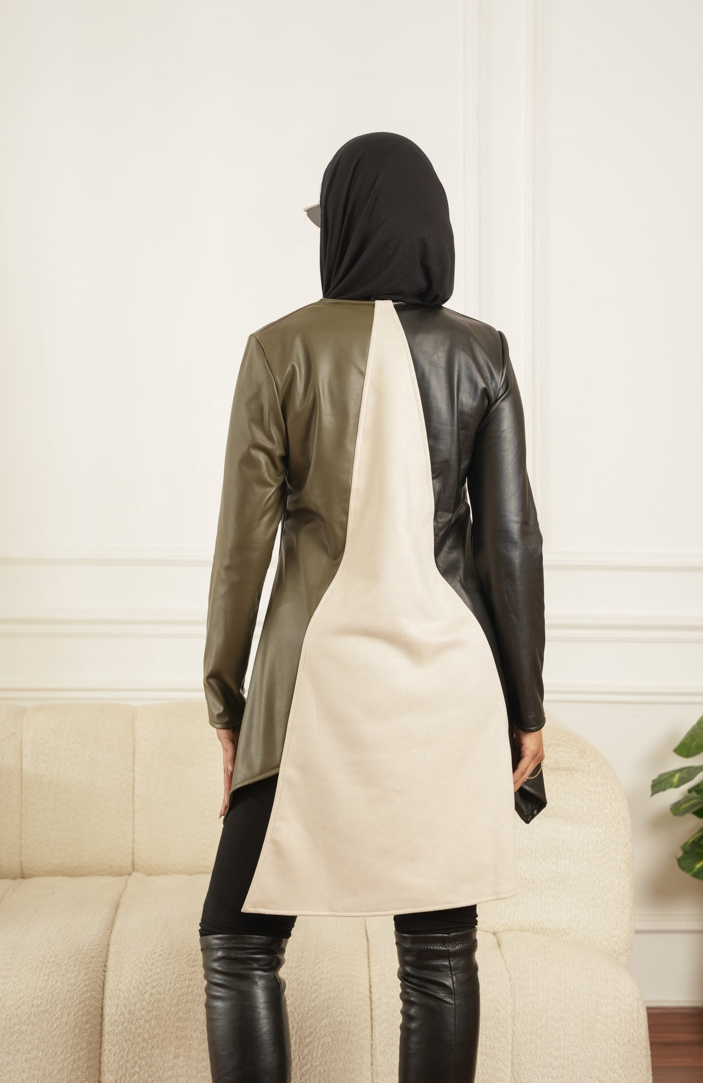 Debaj Two Tone Leather Dress 1 styled for refined women’s outfits