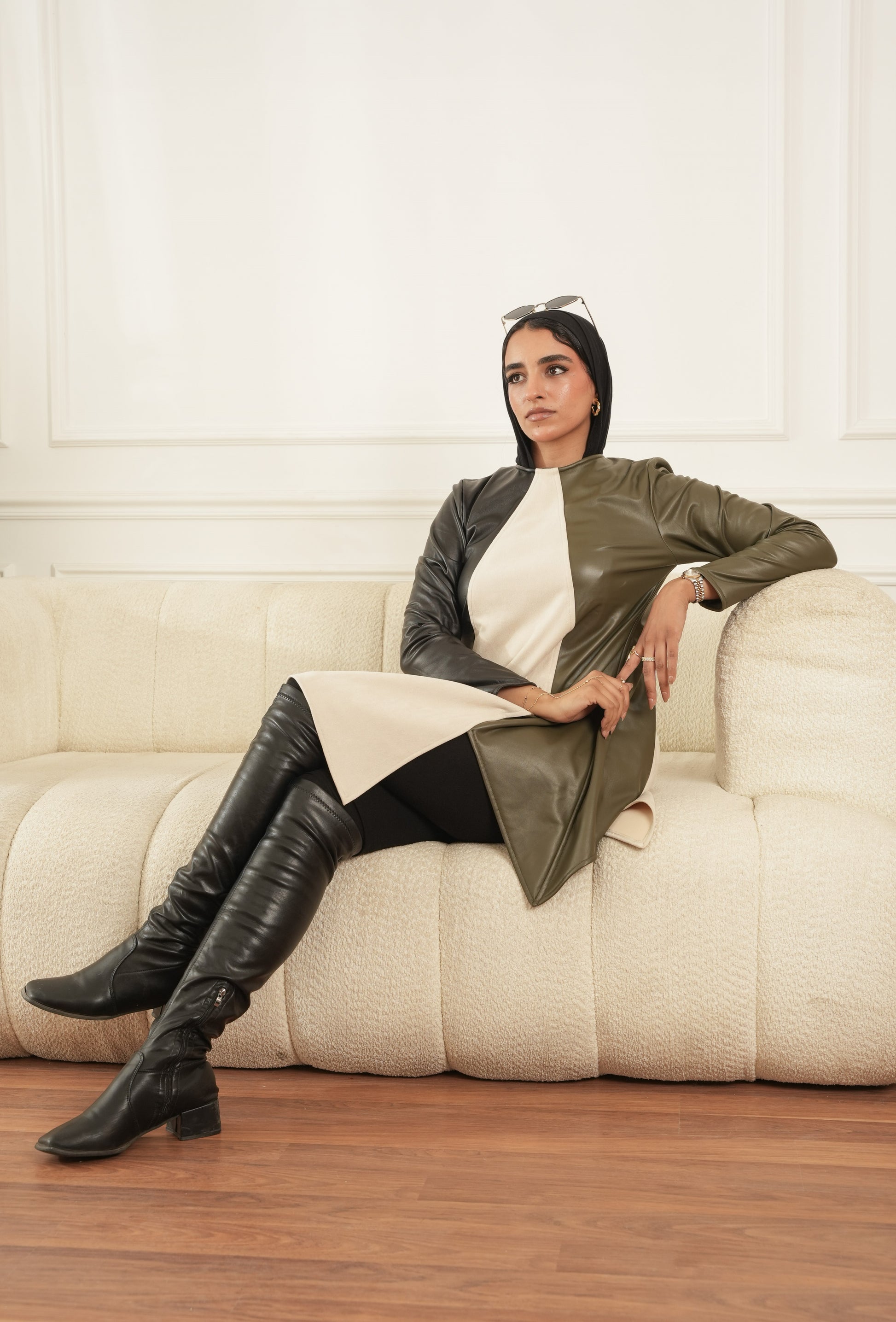 Two Tone Leather Dress 1 from Debaj, designed for graceful everyday styling