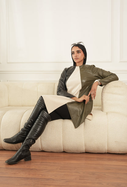 Two Tone Leather Dress 1 from Debaj, designed for graceful everyday styling