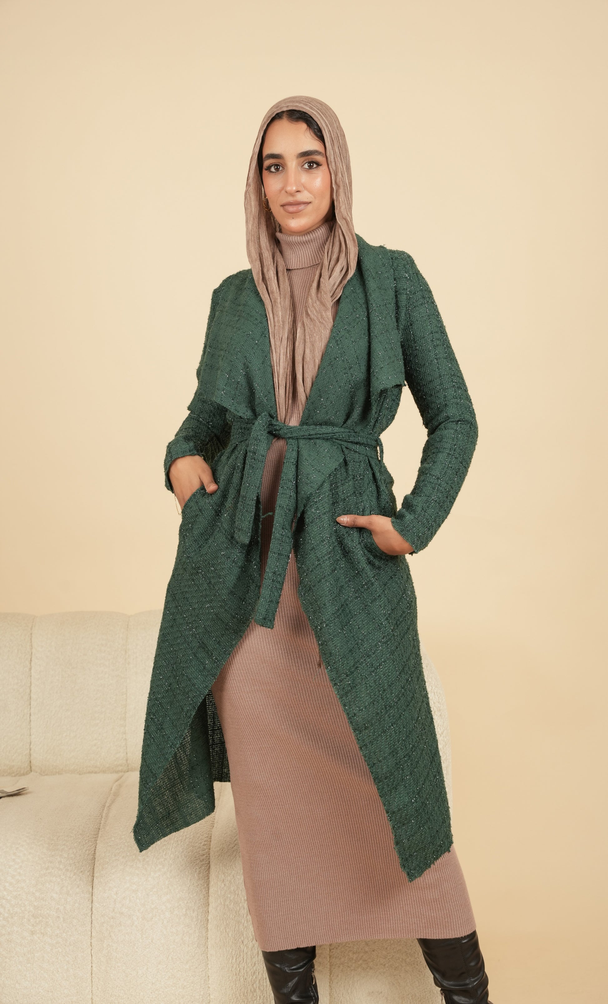 Olive Cardigan detail view from Debaj women’s top collection