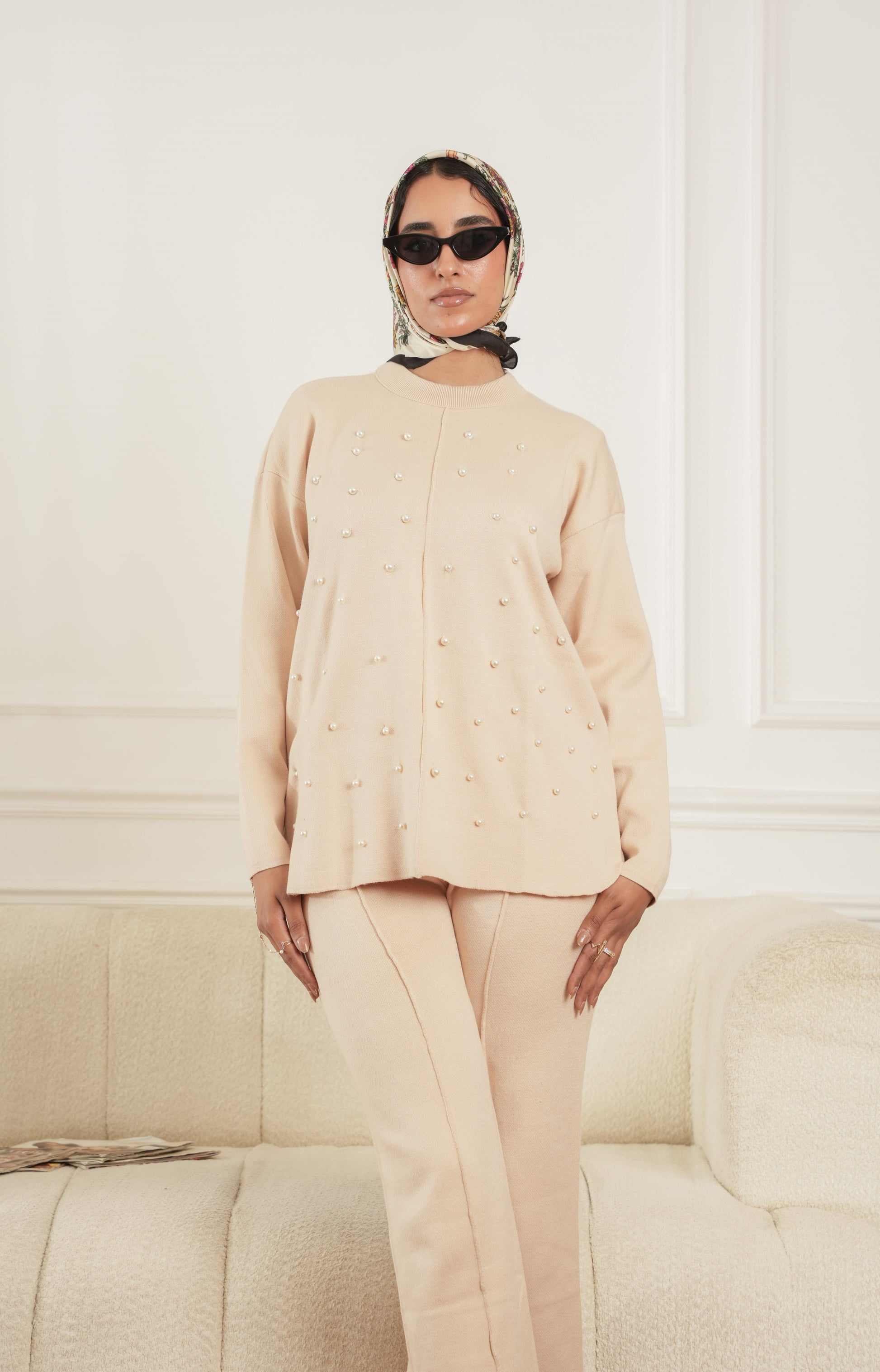 Debaj Soft Wool Set with Pearl styled for refined women’s outfits