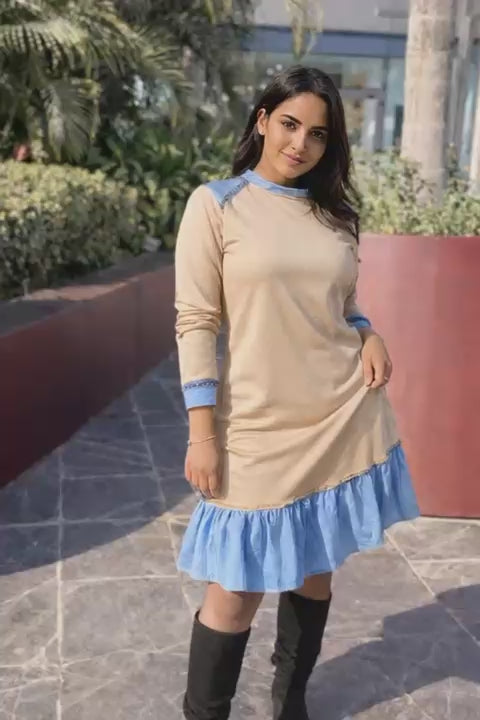 Beige Jeans Dress