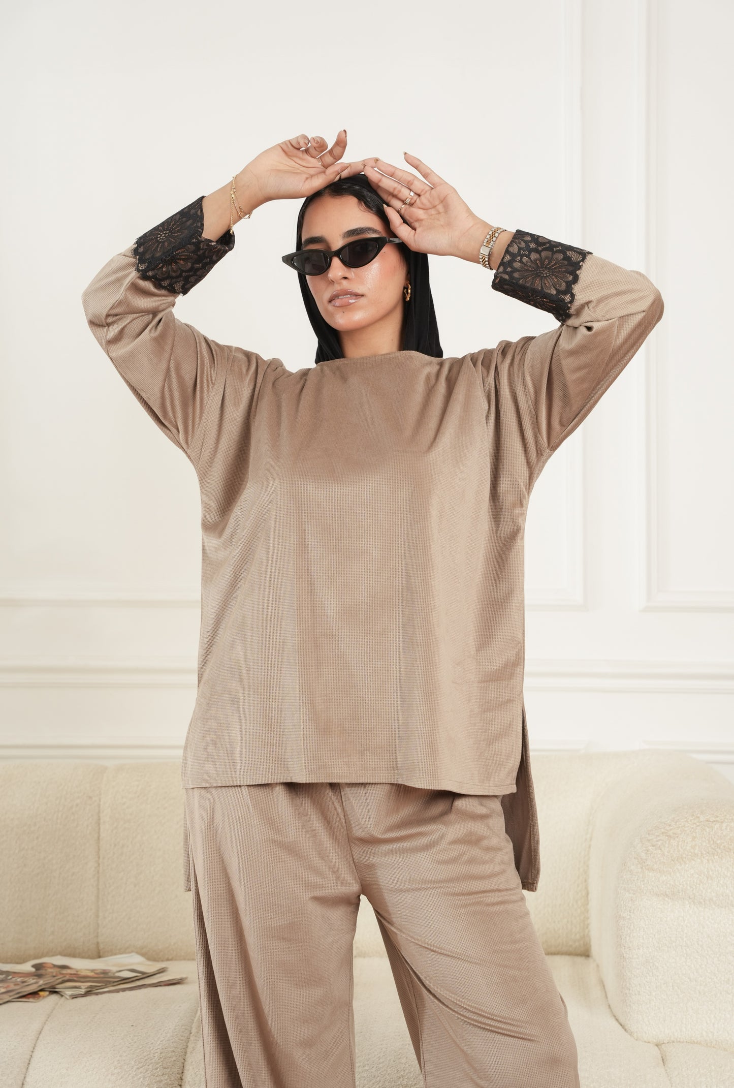 Coffee Set with Lace detail view from Debaj women’s clothing set collection