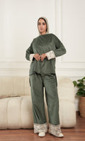 Olive Set with Lace by Debaj, elegant women’s clothing set